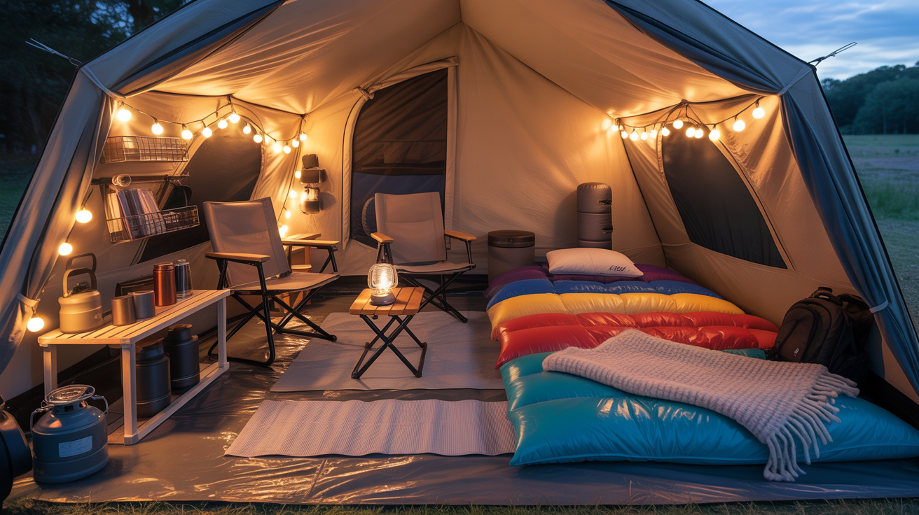 inside tent setup idea